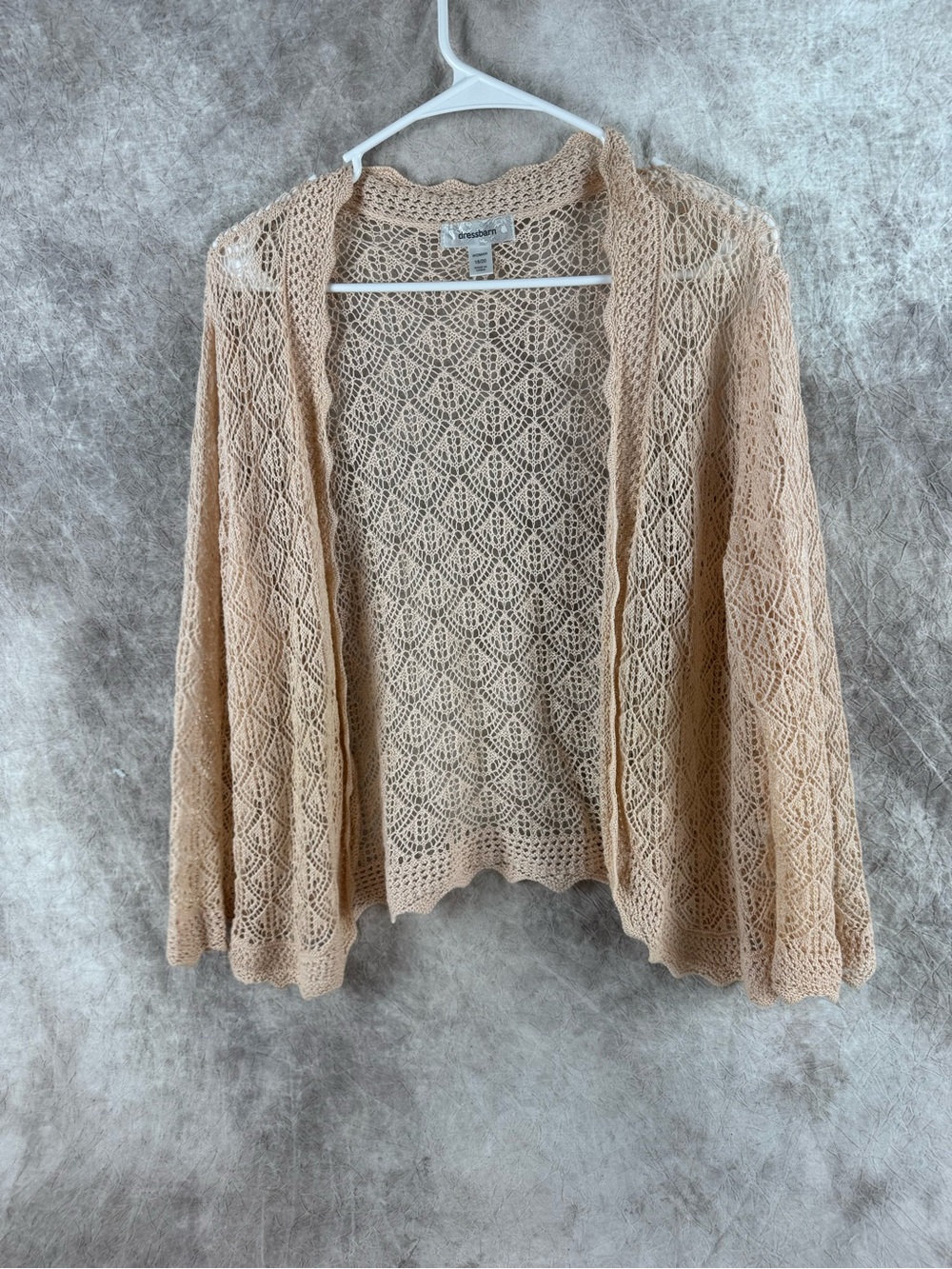Dress Barn Openwork Crochet Cardigan - Beige 18/20